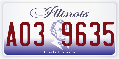 IL license plate A039635