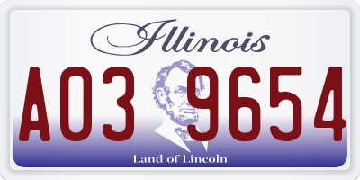 IL license plate A039654