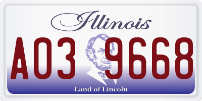 IL license plate A039668