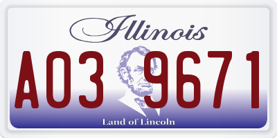 IL license plate A039671