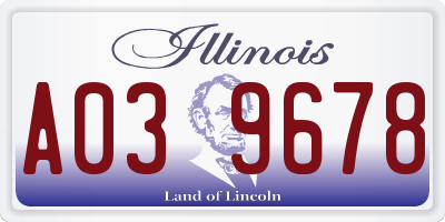 IL license plate A039678