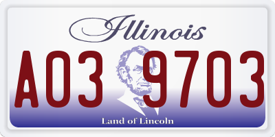 IL license plate A039703