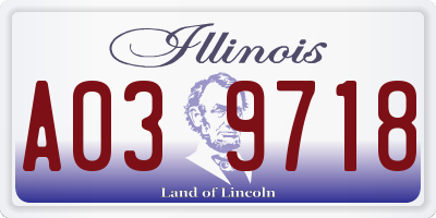 IL license plate A039718