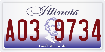 IL license plate A039734