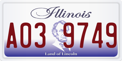 IL license plate A039749