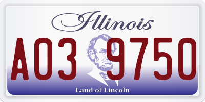 IL license plate A039750