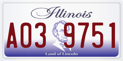 IL license plate A039751