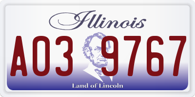IL license plate A039767