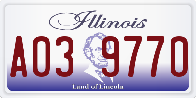 IL license plate A039770