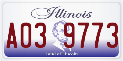 IL license plate A039773