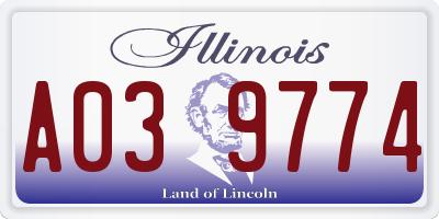 IL license plate A039774