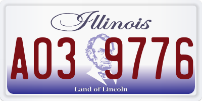 IL license plate A039776