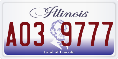 IL license plate A039777