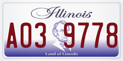 IL license plate A039778