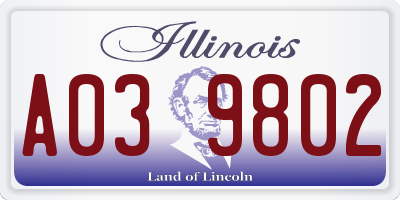 IL license plate A039802