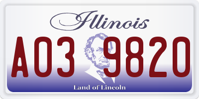 IL license plate A039820