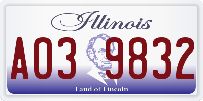 IL license plate A039832