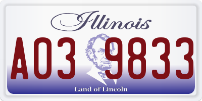 IL license plate A039833