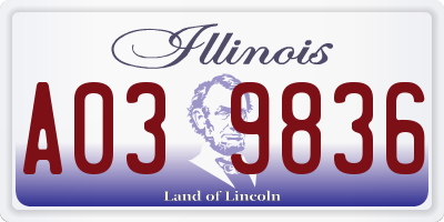 IL license plate A039836