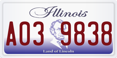 IL license plate A039838
