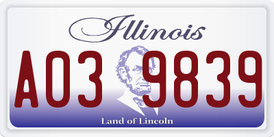 IL license plate A039839
