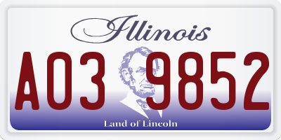 IL license plate A039852