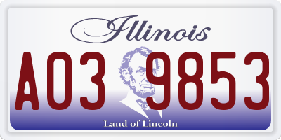 IL license plate A039853