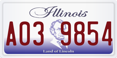 IL license plate A039854