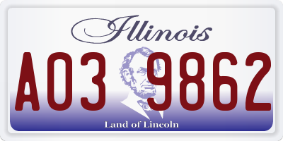 IL license plate A039862