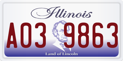 IL license plate A039863