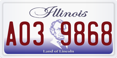 IL license plate A039868
