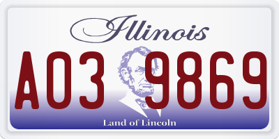 IL license plate A039869