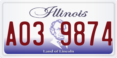 IL license plate A039874
