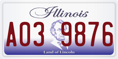 IL license plate A039876