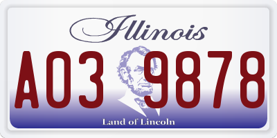 IL license plate A039878