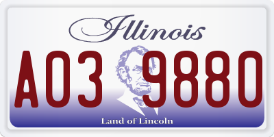 IL license plate A039880