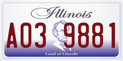 IL license plate A039881