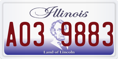 IL license plate A039883