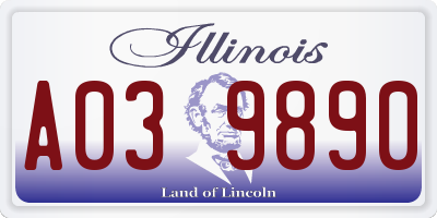 IL license plate A039890