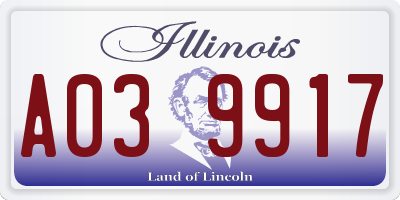 IL license plate A039917