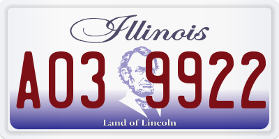 IL license plate A039922