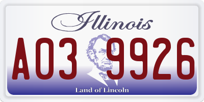 IL license plate A039926