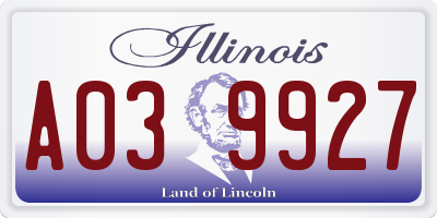 IL license plate A039927