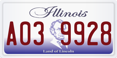 IL license plate A039928