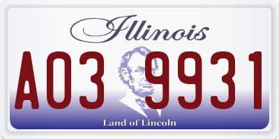 IL license plate A039931