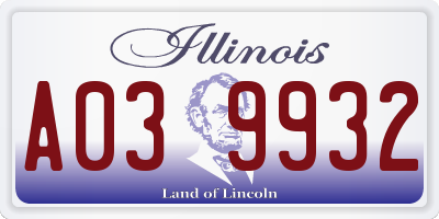 IL license plate A039932