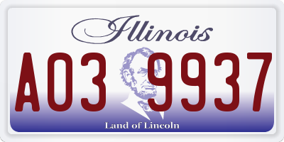 IL license plate A039937