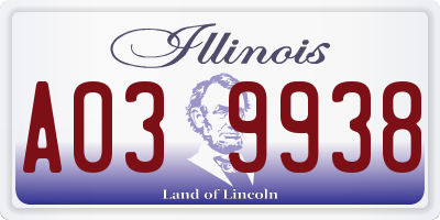 IL license plate A039938