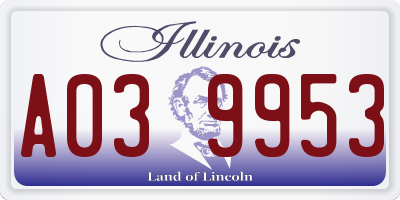 IL license plate A039953