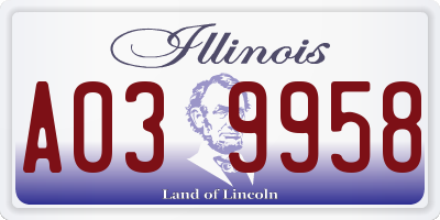 IL license plate A039958